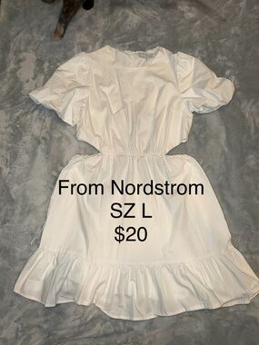 Nordstrom White Mini Dress with Ruffle Hem